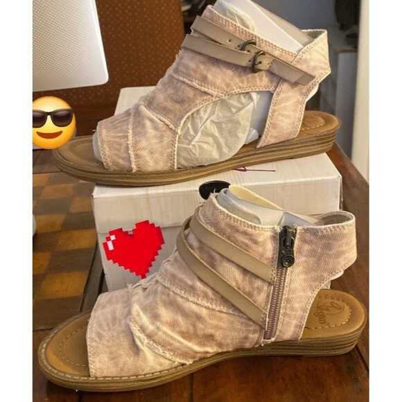 Blowfish Malibu Blush Pink Tie Dye Twill Canvas Gladiator Sandals  10 NEW - Picture 2 of 6